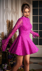 LONG SLEEVE HOLLOW LACE DRESS