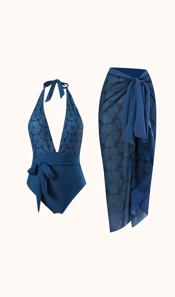 Morticia Swimwear Two Piece Set In Blue