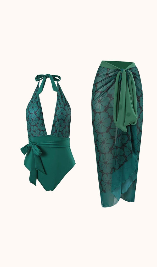 Morticia Swimwear Two Piece Set In Emerald