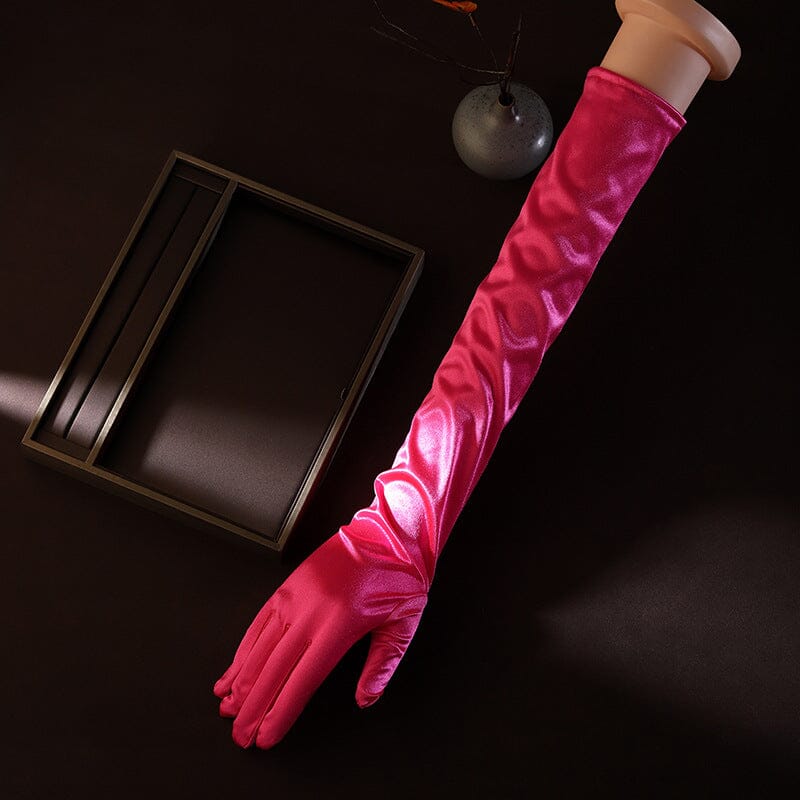 LONG ROSE-RED GLOVES