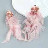 RHINESTONE FEATHER EARRINGS