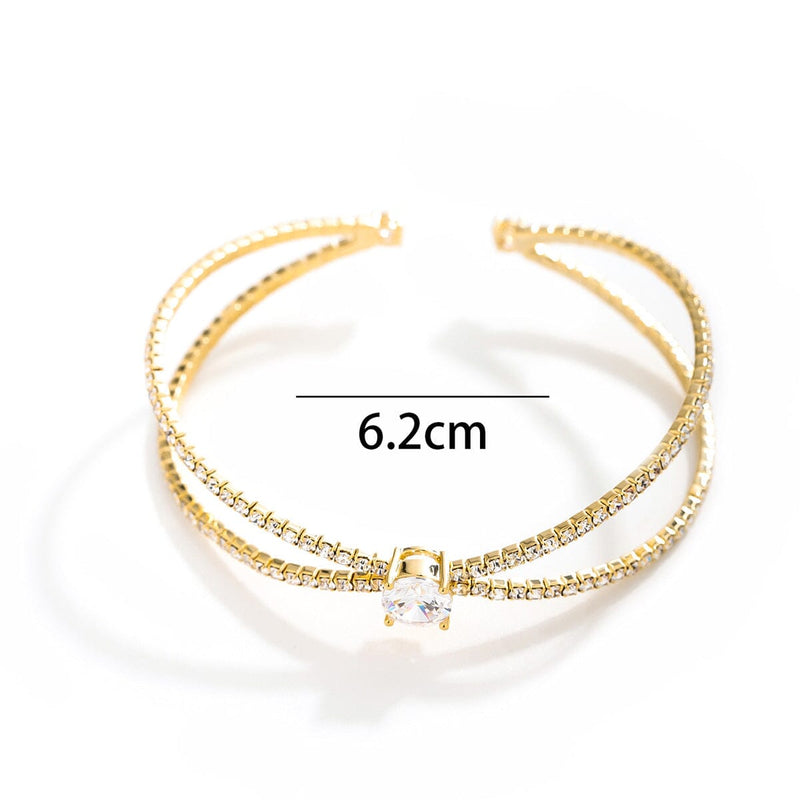 GOLD DIAMANTE PENDANT CUFF BRACELET