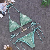 LAVAIA SEQUIN DIAMONATE BIKINI - GREEN