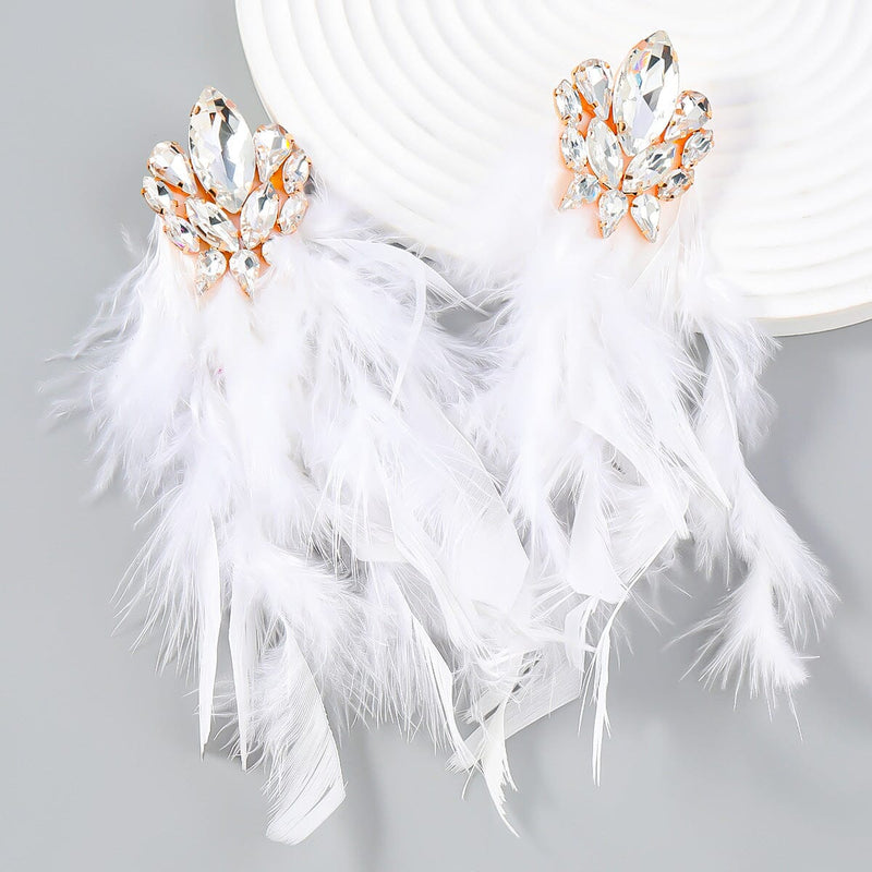 RHINESTONE FEATHER EARRINGS