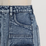 POCKET SPLIT DENIM SKIRT IN BLUE