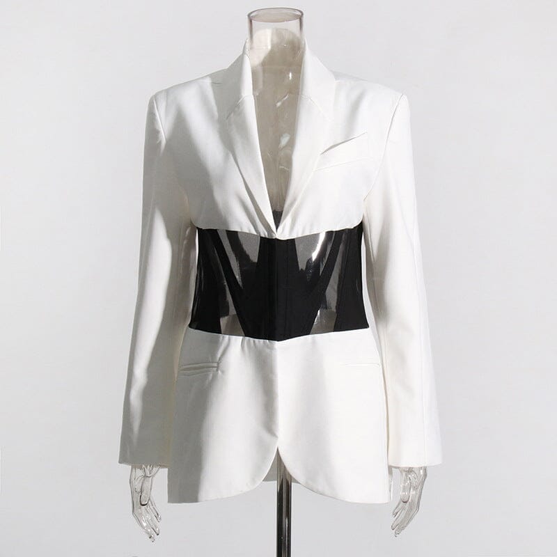 PATCHWORK BLAZER IN WHITE