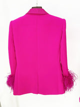 RHINESTONE FEATHER BLAZER IN PINK