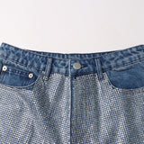 DENIMHOSE MIT STRASS-PATCHWORK