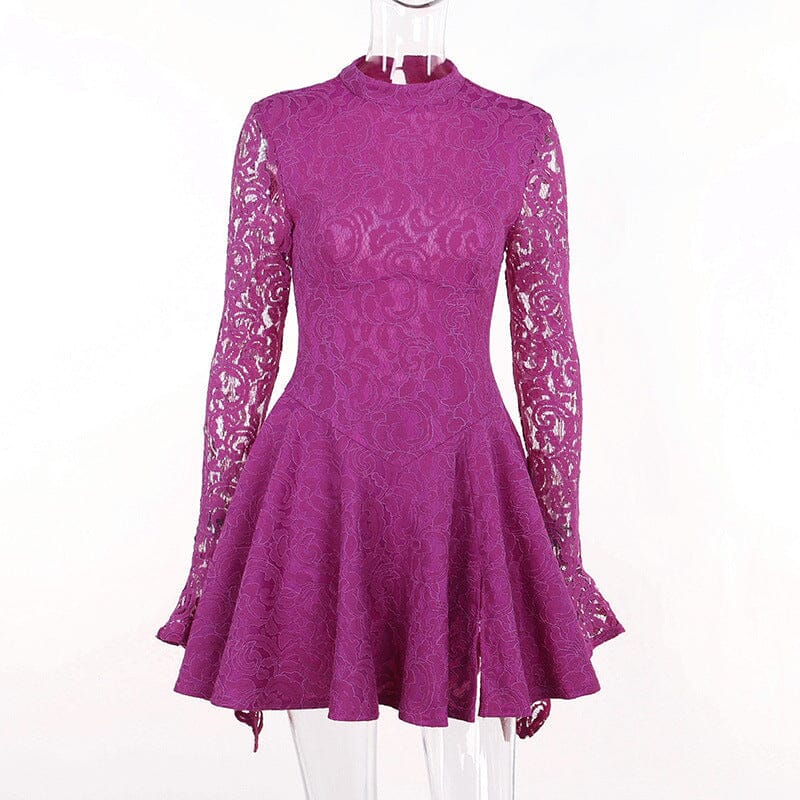 LONG SLEEVE HOLLOW LACE DRESS