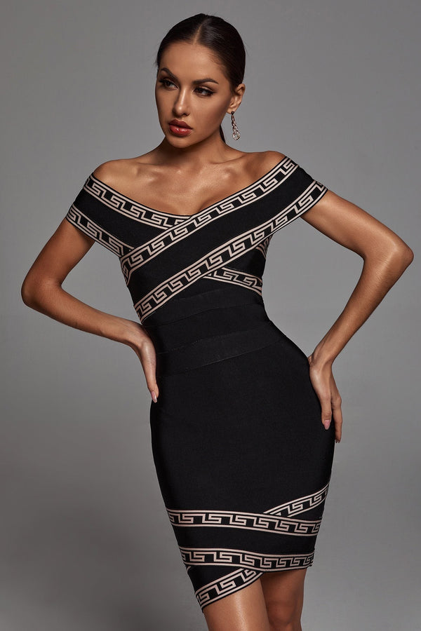 OFF SHOULDER BANDAGE DRESS