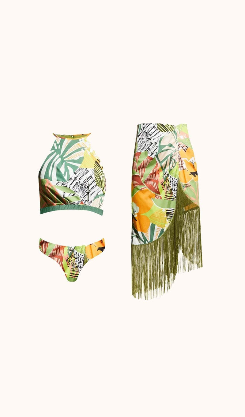 Ororo Printed Bikini Three Piece Set