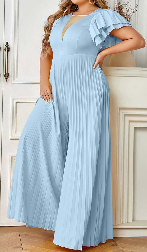 PLUNGE PLATED MAXI DRESS IN BLUE