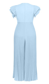 PLUNGE PLATED MAXI DRESS IN BLUE