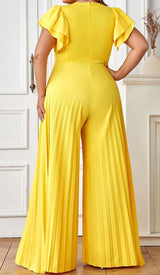 PLUNGE PLATED MAXI DRESS IN YELLOW