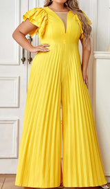 PLUNGE PLATED MAXI DRESS IN YELLOW