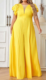 PLUNGE PLATED MAXI DRESS IN YELLOW