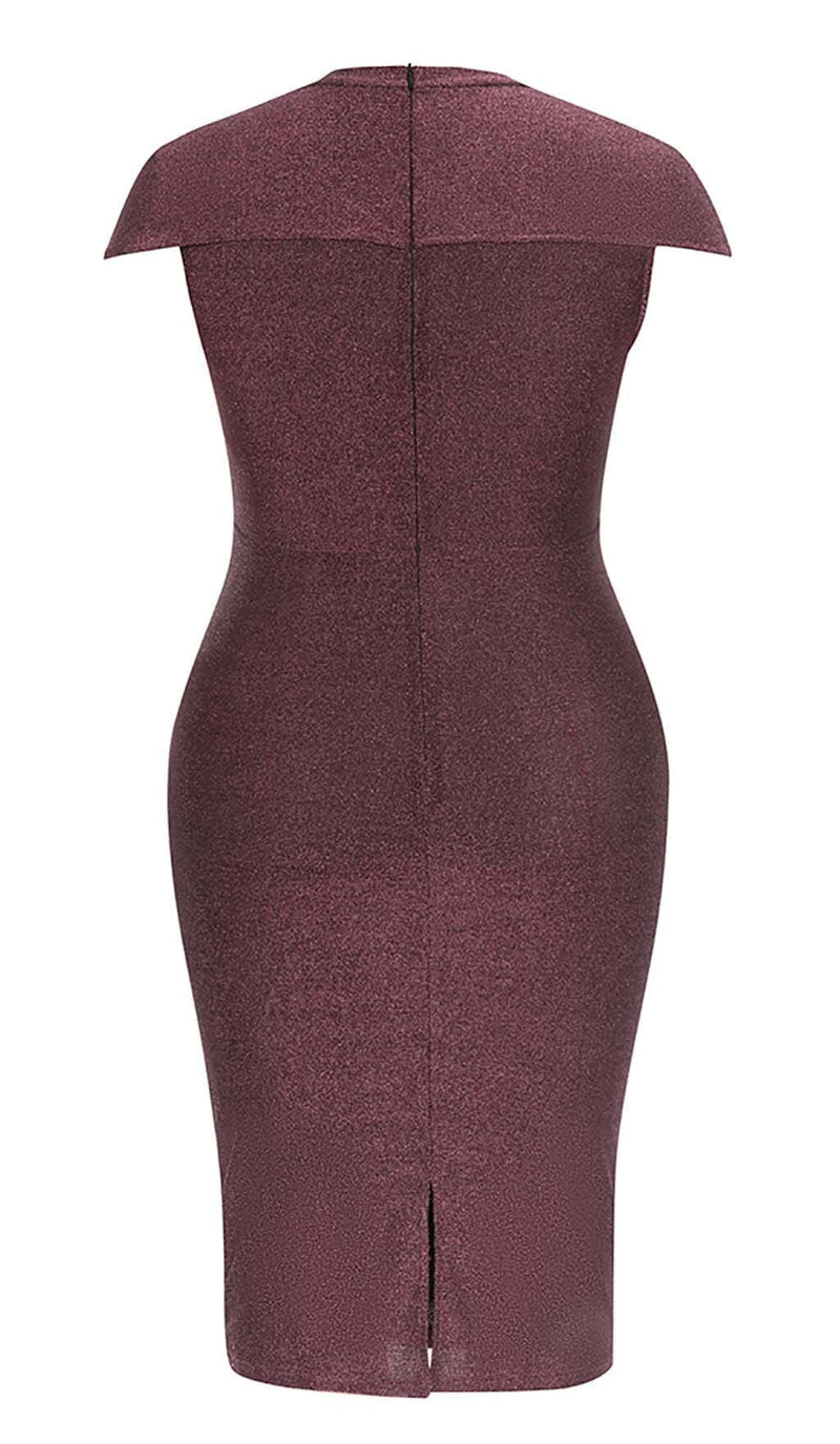 PLUS GLITTER MIDI DRESS IN BROWN