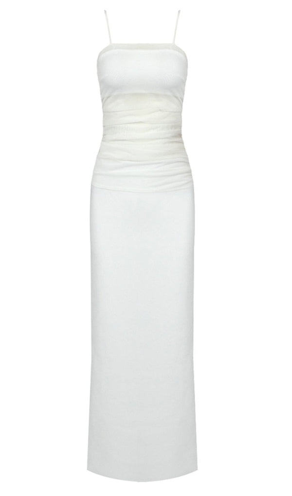 STRAPPY MESH MAXI DRESS IN WHITE