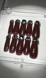 CRYSTAL WINE COFFIN HANDMADE PRESS ON NAILS