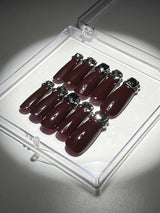 CRYSTAL WINE COFFIN HANDMADE PRESS ON NAILS