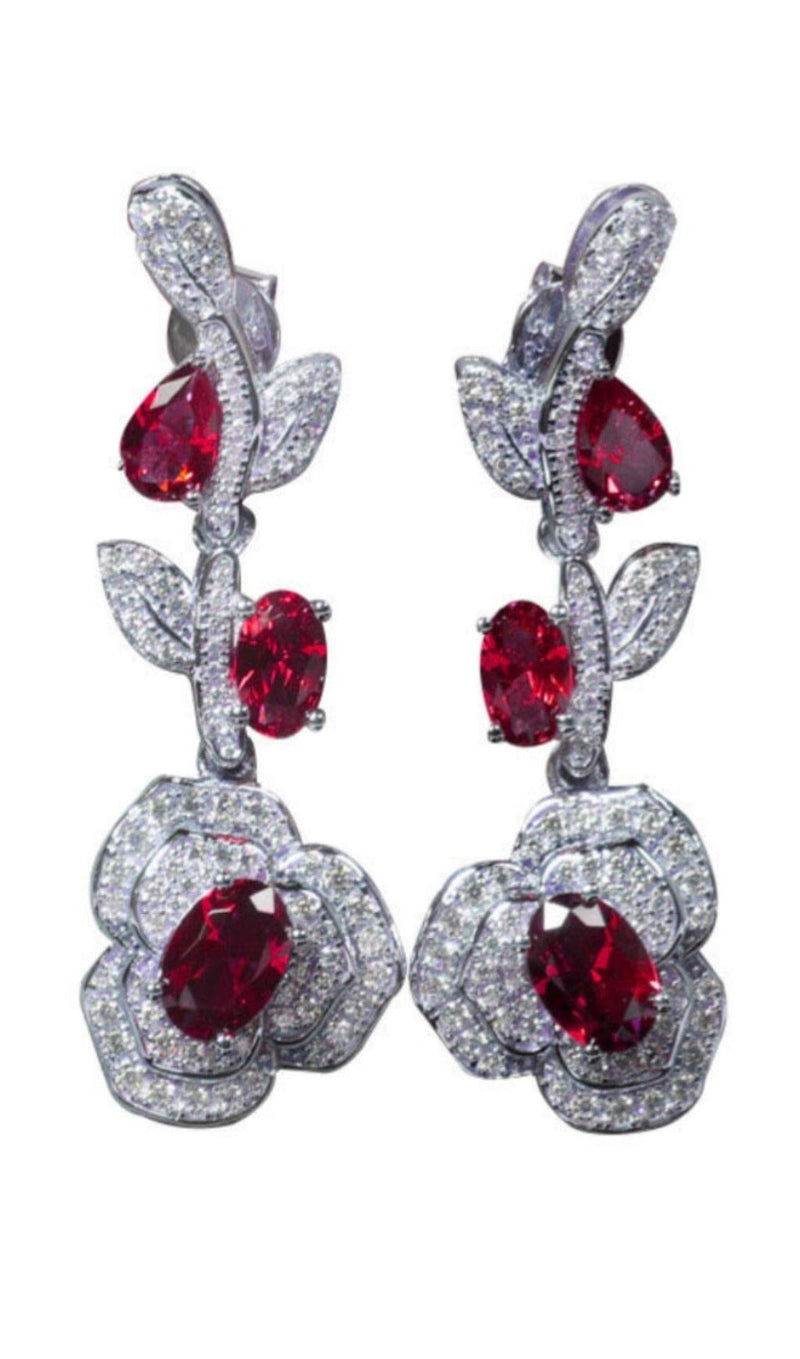 CRYSTAL FLOWER DROP EARRINGS