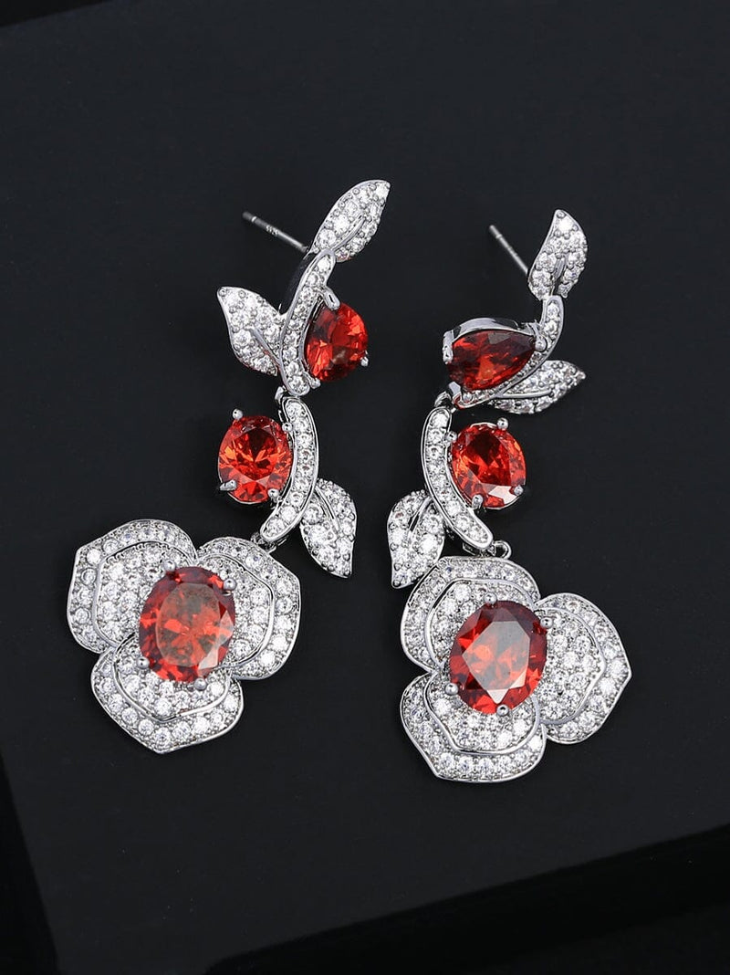 CRYSTAL FLOWER DROP EARRINGS