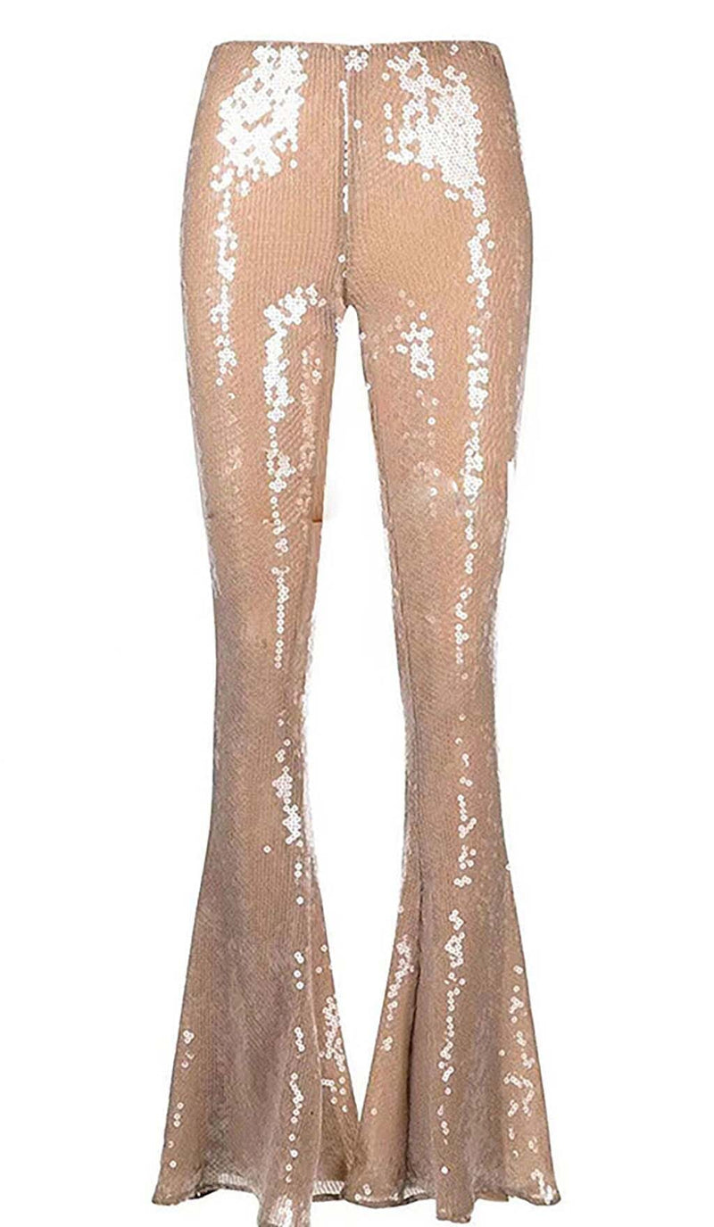 SEQUIN-EMBELLISHED SUIT IN METALLIC GOLD