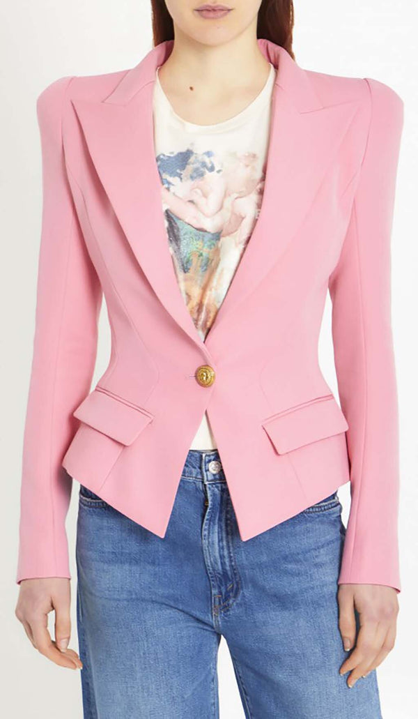 SINGLE-BREASTED SHORT JACKET IN PINK