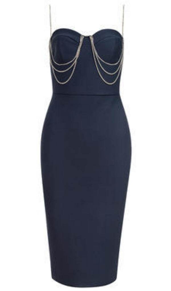 SPLIT BANDAGE MIDI DRESS IN BLUE