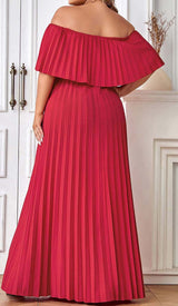 STRAPLESS PLEATED MAXI DRESS IN RED