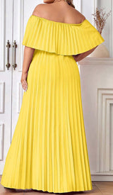 STRAPLESS PLEATED MAXI DRESS IN YELLOW