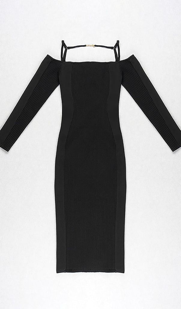 STRAPPY HOLLOW STRAPLESS BANDAGE MINI DRESS IN BLACK