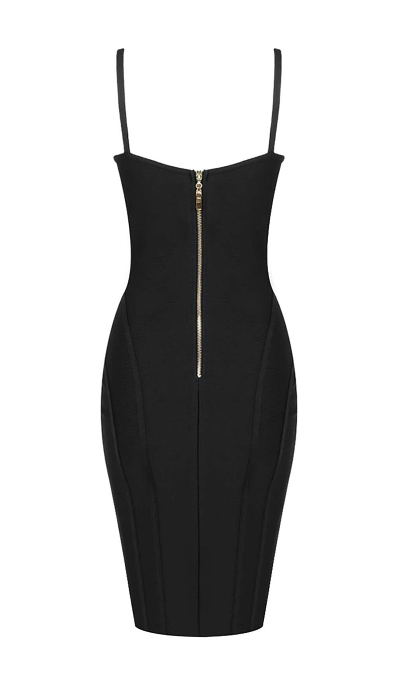 STRAPPY BANDAGE MIDI DRESS IN BLACK