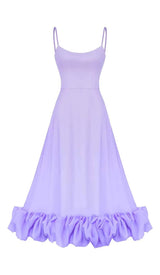 SUSPENDER A-LINE MIDI DRESS IN PURPLE