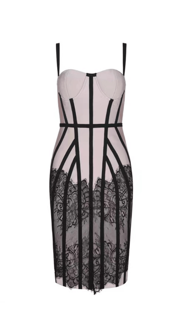 SUSPENDER LACE SLIM DRESS