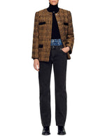 JASON VELVET TRIM TWEED JACKET