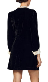 SERENA BEADED COLLAR VELVET DRESS