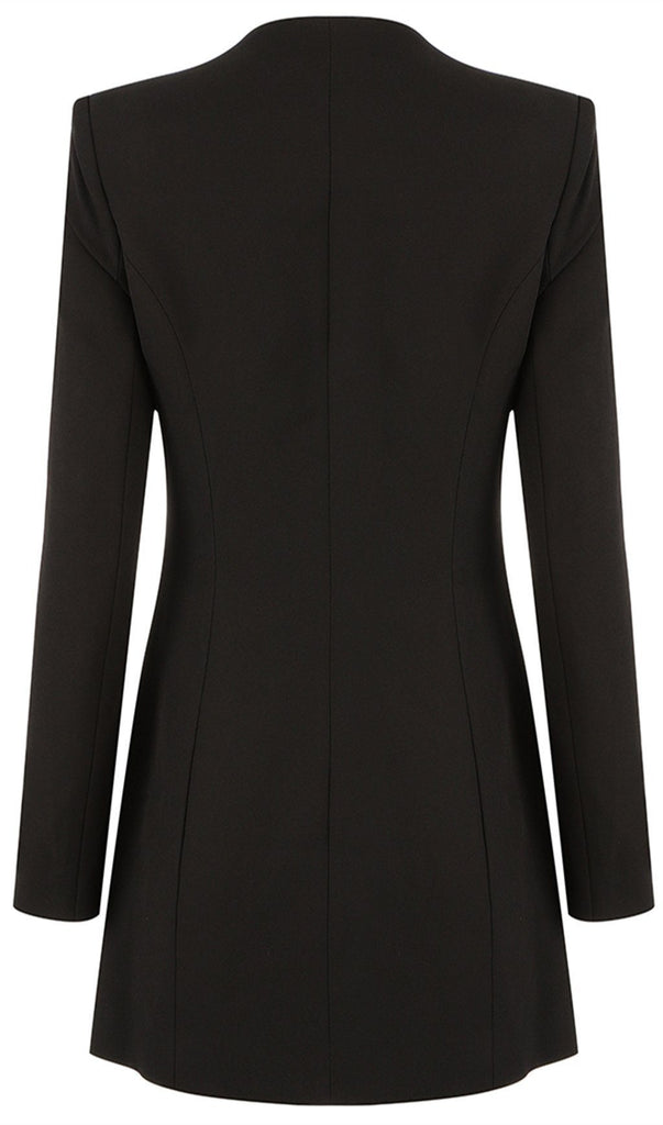 V-NECK SHOULDER PADS BUSINESS SUIT DRESS