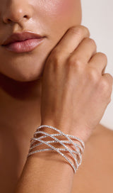 SILVER DIAMANTE LAYERED CUFF BRACELET