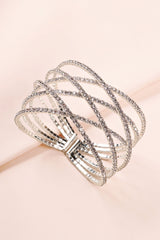 SILVER DIAMANTE LAYERED CUFF BRACELET