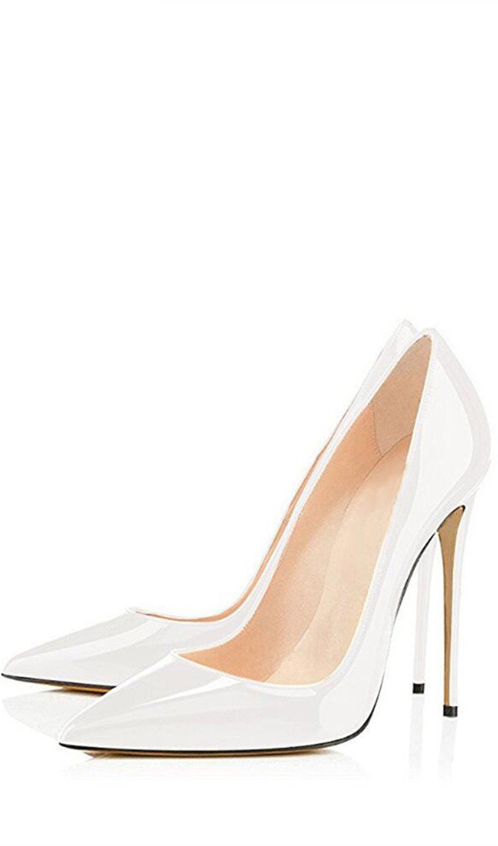 WHITE STILETTO HIGH HEELS