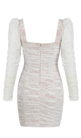 WHITE YARN KNITTED MINI DRESS