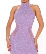 HALTER BODYCON MINI DRESS IN PURPLE