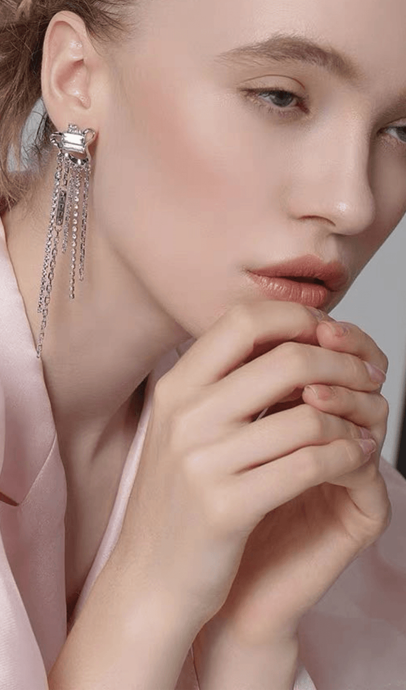 ZIRCON TASSEL EARRINGS