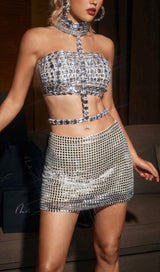 RHINESTONE CUTOUT CROP TOP