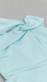 CRISS CROSS NECKLINE SATIN MIDI DRESS IN MINT