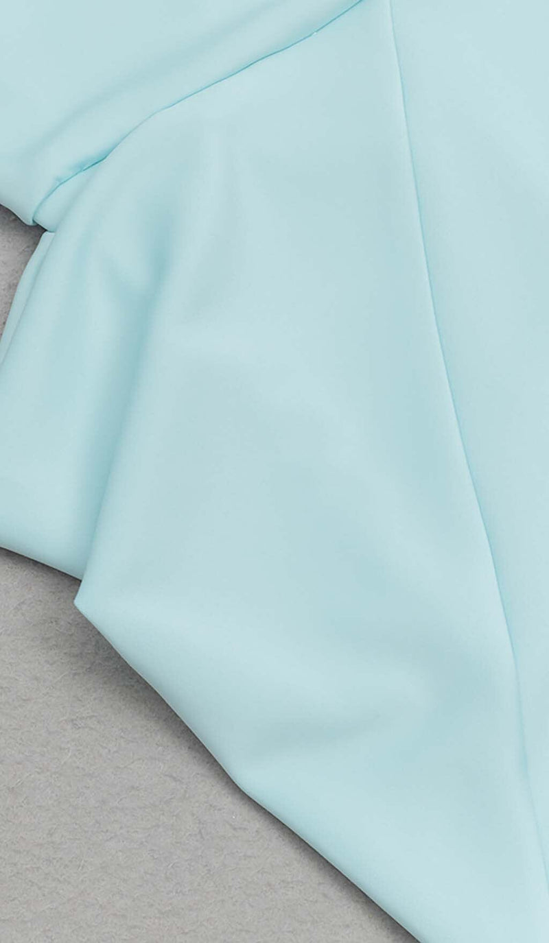 CRISS CROSS NECKLINE SATIN MIDI DRESS IN MINT