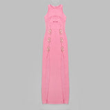 STRAPLESS CUT OUT MAXI DRESS IN PINK