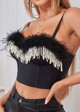 PEARL FEATHER CORSET TOP