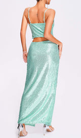 SEQUIN TWO PIECES SUIT IN GREEN